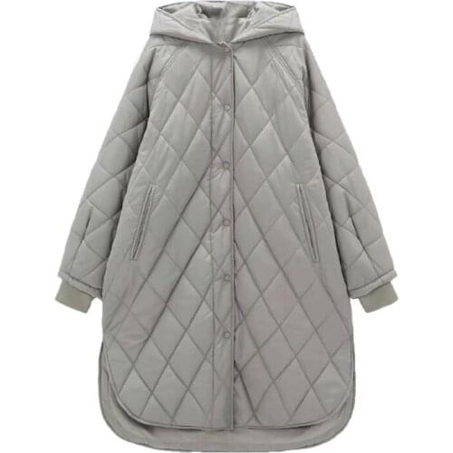 New Casual winter High quality simple design women long cotton jacket Hooded Coats