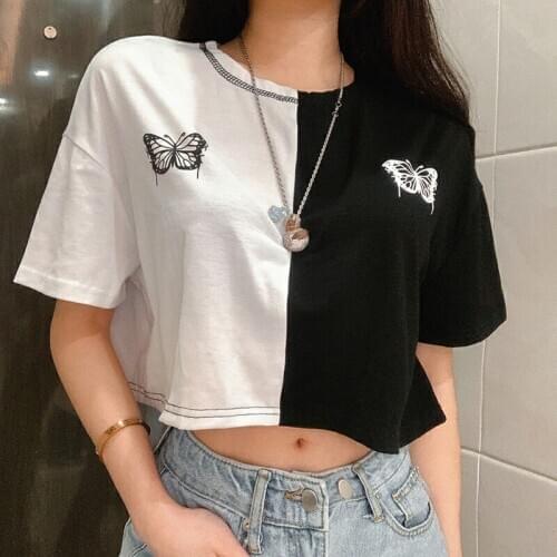 European and American style summer womens new loose fit short section exposed navel T-shirt womens tops