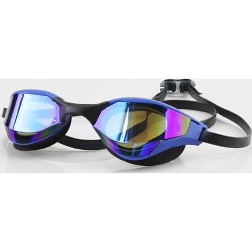 Men Women Outdoor Water Sports Colorful Plating Swim Glasses For Adult Waterproof Double Anti-Fog Anti-UV Swim Eyewear With Nose