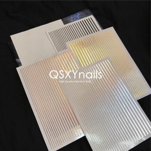 WHOLESALE 100pcs Metal Stripes Pattern 3D Nail Art Sticker Adhesive Stripe Sticker Flexible Line Decals for Nail Art Manicure