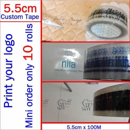 Custom printed logo gift tape/print logo on packaging clear tape adhesive for packing box/55mm x 100M