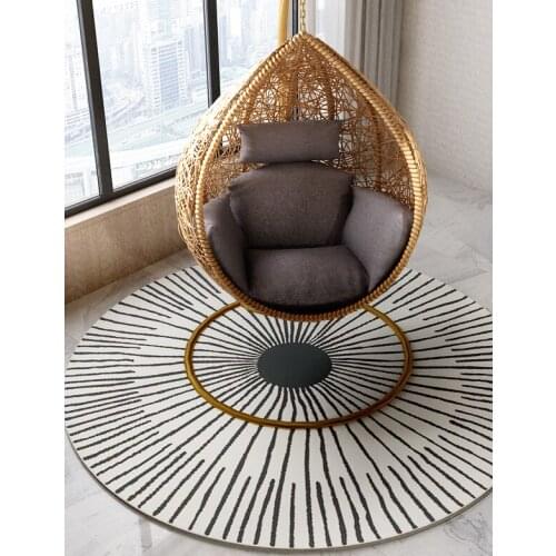 Nordic Simplicity Black and White Bedroom Carpet Circular Geometric Area Carpet Chair Cushion Non-slip Living Room Mat Carpet