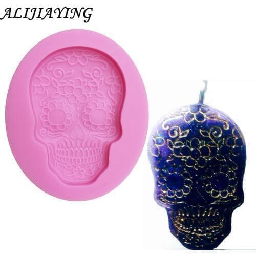 Halloween Skull DIY Silicone Molds Jelly Baking Tools For Cakes decorating chocolate Fondant Molds candle molds D0567