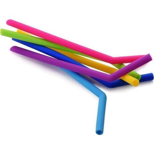 Drinking Straw Silicone Stripes Straw 6 color Silicone Eco Straws Reusable for 800ml Mugs Smoothie Flexible Sucker LX8658