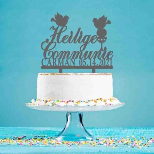 Custom Kids name Date Dutch Heilige Communie Cake Topper For Kids First Holy Communion Party Cake Decoration Topper YC072