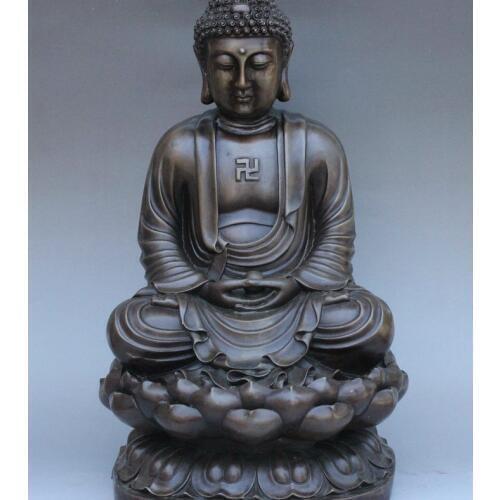 18" Tibet Temple Pure Copper Bronze Shakyamuni Sakyamuni Tathagata Buddha Statue