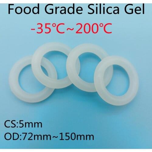10pcs VMQ White O Ring Gasket CS 5mm OD 72 ~ 150mm Silicone Food Grade O-Rings Silicon Ring High Temperature Gasket