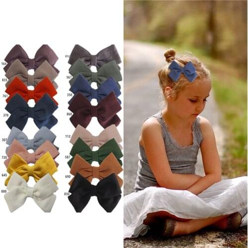 4 PCS Boutique Fabric bow Clips Hair bows Hair Barrettes Hair Clips Cotton Hairbow Hairgrips Kids Girls Headwere Hair Accessory