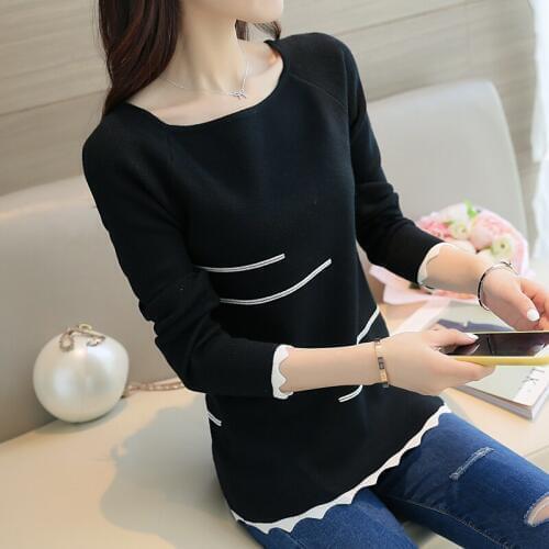 2017 Nova Primavera camisola das mulheres Moda Listrado pullovers Blusas feminina de slash collar blusas de manga longa mulheres