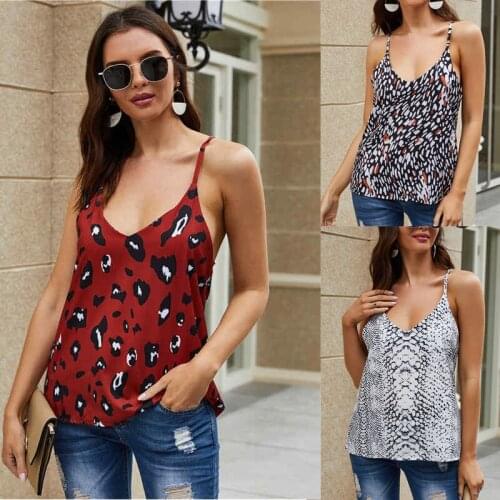 Summer 2021 Womens T-shirt halter v-neck T-shirt Casual Sleeveless Serpentine T-shirt Sexy Red T-shirt Summer Women T-shirt