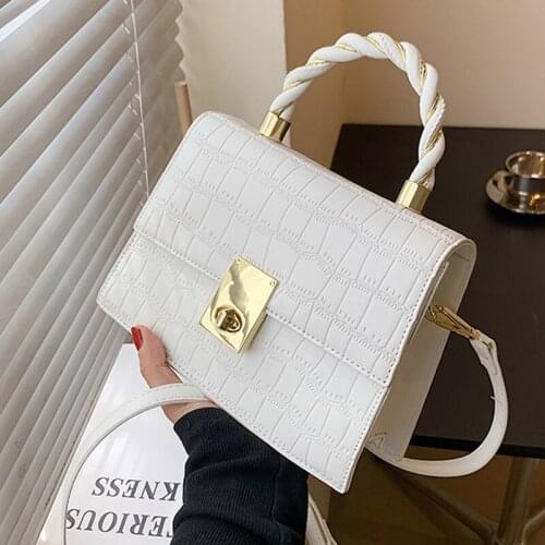 Stone Patent White Green Crossbody Bags for Women 2021 Summer Small Handbag Small Bag PU Leather Hand Bag Ladies Designer