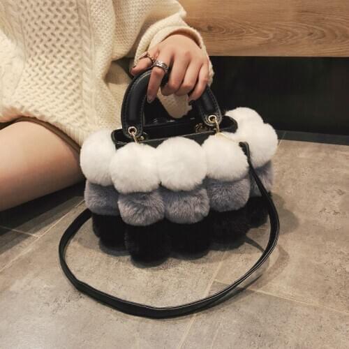 Women Winter Faux Fur Shoulder Bag Handbag Handbag Female Party Small Girl Tote Bag