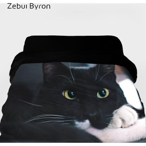 1PCS 3D Duvet Cover 220x240,HD Printing Quilt/Blanket Cover Double/King/Queen,Kids/Baby/Children Bedding animal pet Black cat