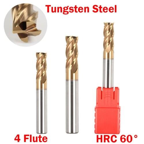 10mm 12mm Cutting Edge Diamter R0.5 R1 HRC60 4 Flute Solid Carbide CNC Tool R Corner Rounding End Mill Milling Cutter