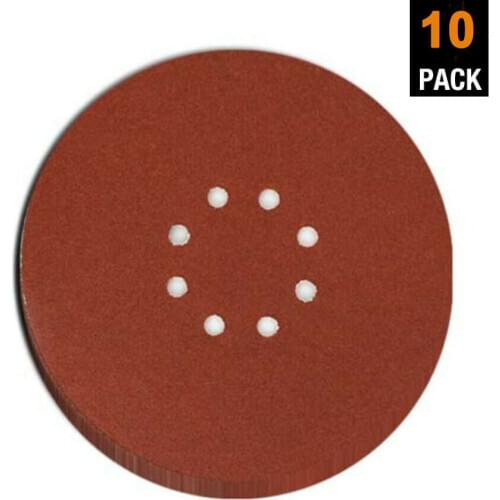 10PCS 9 Inch Sanding Discs 8 Holes 80Grit Hook and Loop Orbital Sander Sandpaper