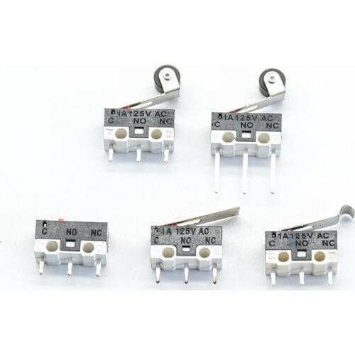 10pcs Micro Limit Switch Push Button Switch 1A 125V AC Mouse Switch 3Pins Long handle Roller Lever Arm SPDT 12* 6 *6mm TIAIHUA
