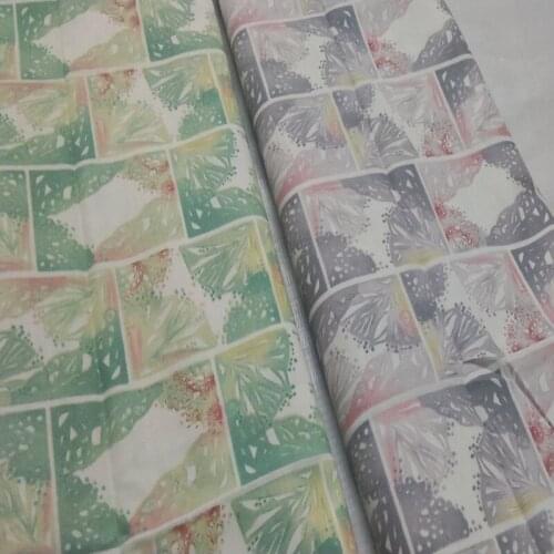 100% Cotton viaPhil Brand Geometry Leaf Checks Printed Fabric Flower Fabric Patchwork Cloth Dress Home Decor