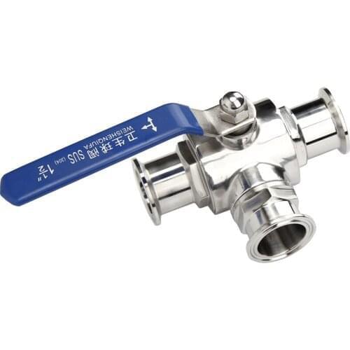 304/316 Stainless Steel 3 Way Sanitary Ball Valve 1-1/2" 38MM T Port Ferrule Type Food Grade Manual Valve Free Shippping