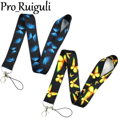 30pcs Yellow Monarch Butterfly Lanyard for Key Phone Cool Neck Strap Lanyard for Camera Whistle ID Badge Cute webbing ribbon