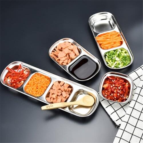 304 Stainless Steel Pepper Roast Meat Sauce Dishes Bowl Separate Sushi Vinegar Soy Plates Tableware Food Seasoning Tray
