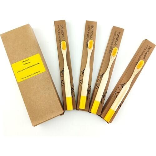 4PC Natural Kids Bamboo Toothbrush Portable Toothbrush Mixed Eco-Friendly Brushes Oral Cleaning Care Tools oral care toothbrush