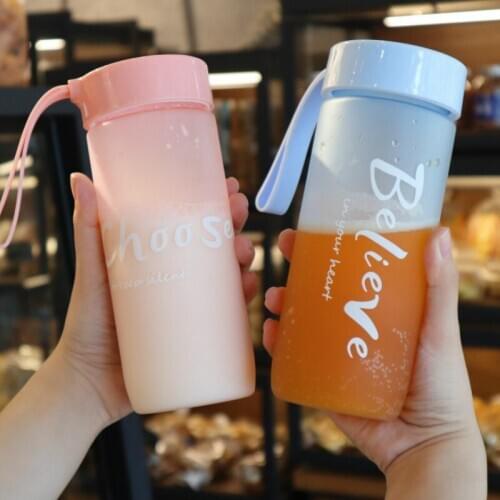 600ml Korean Scrub Plastic Water Cup Motion Water Bottles Summer Student Trend Outdoor Space Milk Bottle
