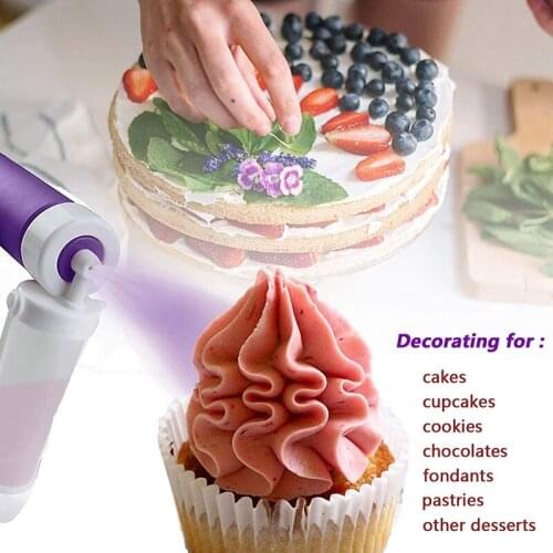 ABZS Manual Nozzle for Cakes Glitter Decorating Tools DIY Baking Cake Nozzle Pump Coloring Spray with 4 Pcs Tube Kitchen