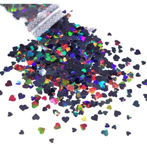 Sweet Love Heart Holographic Nail Glitter Sequin Mixed Size Hearts Nail Art Decorations Charms Valentines Day Manicure Design