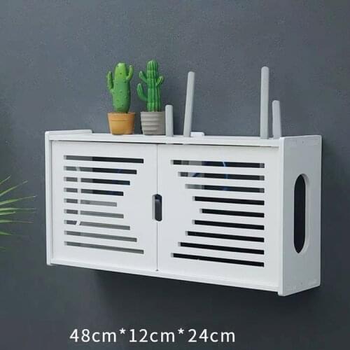 Large Wireless Wifi Router Storage Box PVC Wood panel Shelf Wall Hanging Plug Board Bracket Cable Storage Organizer Home Decor