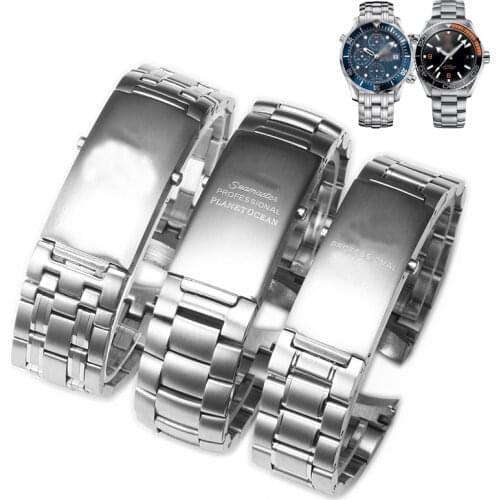 Stainless Steel Watchbands Bracelet For Omega PLANET OCEAN 007 SEAMASTER 600 Metal Strap Watch Accessories Men Watch Band Chain