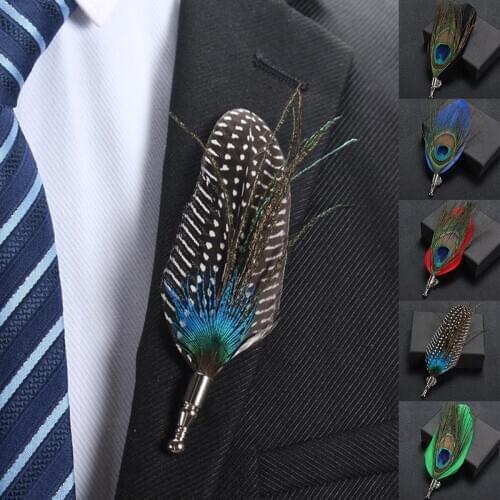 Brooch Pin Peacock Pheasant Feather Suit Lapel Wedding Party Jewelry Hat Clip