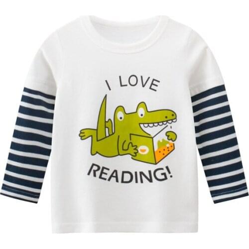 Baby Boys Dinosaur Long Sleeve T Shirts Autumn Winter Cotton Boys Tops Kids Cartoon T Shirt for Boys Girl Clothes 2-9 Years