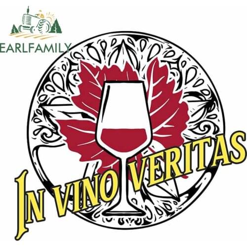 EARLFAMILY 13cm x 11.9cm for In Vino Veritas Vinyl Car Stickers Waterproof SUV Scratch-proof Window Decal Custom Printing Decor