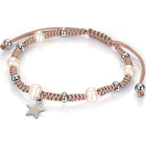 Misaol Exclusive Handmade Friendship Freshwater Pearl Stainless Steel Star Dangle Boutique Adjustable Girls Women Bracelets