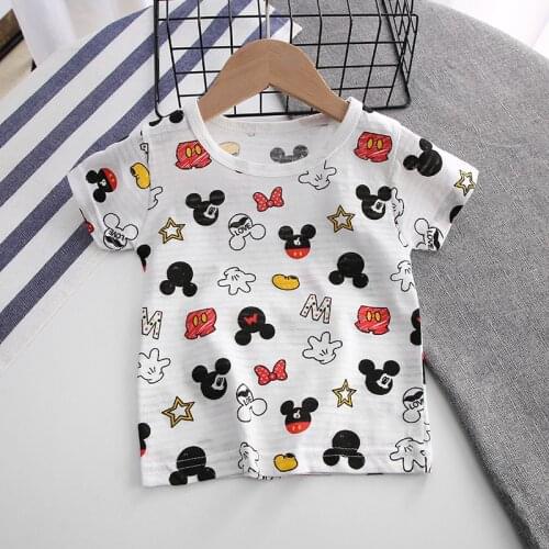 New Disney Design Kids Baby Summer T Shirt Cartoon Mickey Tops Childrens Casual Clothing Cotton T-shirt For Girls Boys Clothes