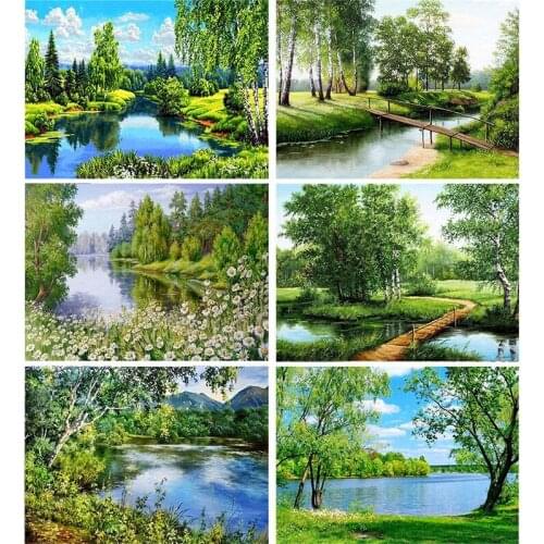 GATYZTORY Paint By Numbers For Adults Kids Town DIY HandPainted Oil Painting Rural Landscape Picture Home Wall Decor Gift