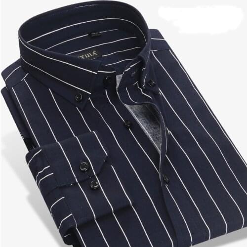 GREVOL 2017 100% Cotton Striped Mens Dress Shirt Formal Business Social Shirts Classic Design Long Sleeve Non-Iron Shirts