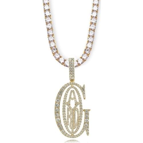 Hip Hop Rapper Tyga G ICE OUT Pendant Micro Pave CZ Design Big Bail For Men Jewelry Gift Tennis chain Exquisite letters necklace