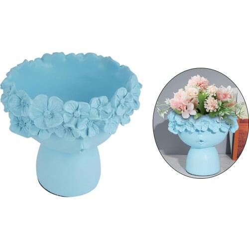 Portrait Succulent Pot, Cute Resin Dried Flowers Planter Small Bonsai Plant Pot Tiny Decoration Gift for Home, Office and Garden