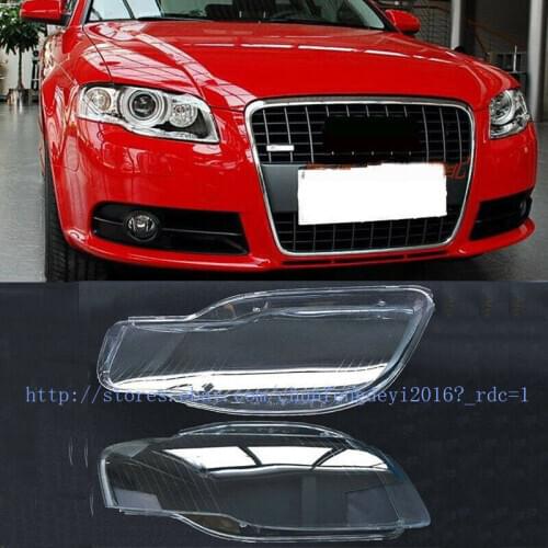 For Audi A4 B7 2006-2008 Left and Right Front Kit Cover Lens 2pcs Headlights + Glue Car modification accessories