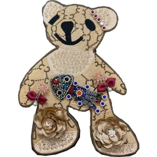 Cute Cartoon Bear Denim T-shirt Casual Wear Patch Clothing Accessories Clothes Decoration The New DIY Handmade Accessories