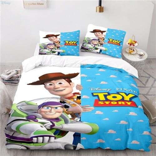 Cute Woody Buzz Character Print Duvet Cover Pillowcase Cartoon Toy Story 4 Pattern 3d Bedding Set Europe/Australia/USA King Size