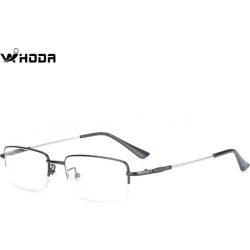 Square Titanium Alloy Mens Semi frame Prescription Frames, Male Metal Myopia, Hyperopia, Presbyopia Optical Glasses Frame