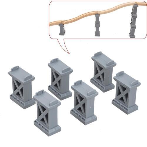 6pcs/lot Wooden Railway Set Accessories Bridge Piers for Wooden Railway Track Train Toys Railway Track