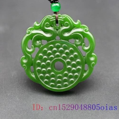 Jade Phoenix Pendant Jewelry Charm Carved Amulet Green Chinese Natural Necklace Fashion for Women Gifts Men