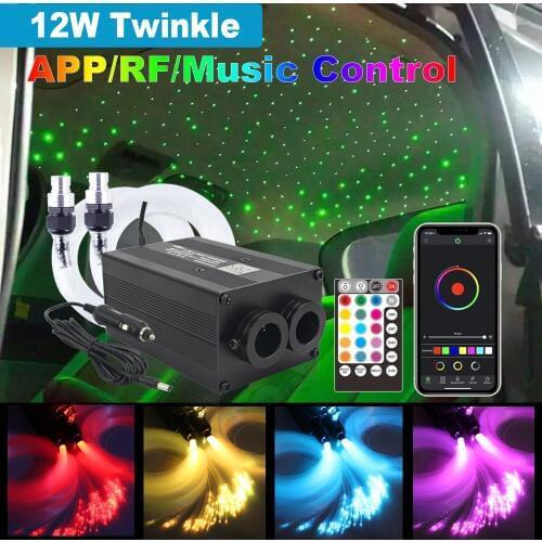 NEW LED Fiber Optic Lights Bluetooth APP Control 12W Twinkle Music Control Car Roof Light Sound Active Starry Sky Lights