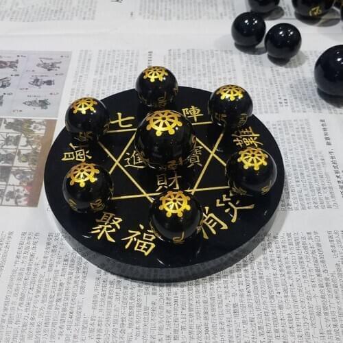 Natural Crystal Ball 7 Chakra Reiki Luky Yoga Healing Crystal Sphere Beads Seven Star Array Base Manual Sculpture Home Decor