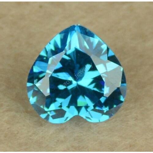 Sale 3*3~12*12mm 5A Deep Sea Blue Synthetic Cubic Zirconia Stone Heart Shape Cut CZ Lab Gems Loose Zricon Stone For Jewelry
