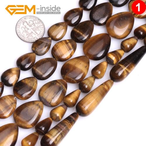 Assorted Sizes Drop Drip Faceted Yellow Natural Tiger Eye Gem Stones Beads For Jewelry Making DIY 15" Strand Bulk Wholesale