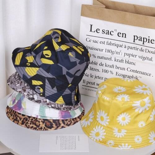 New Fashion Reversible Black White Cow Pattern Bucket Hats Fisherman Caps For Women Gorras Summer